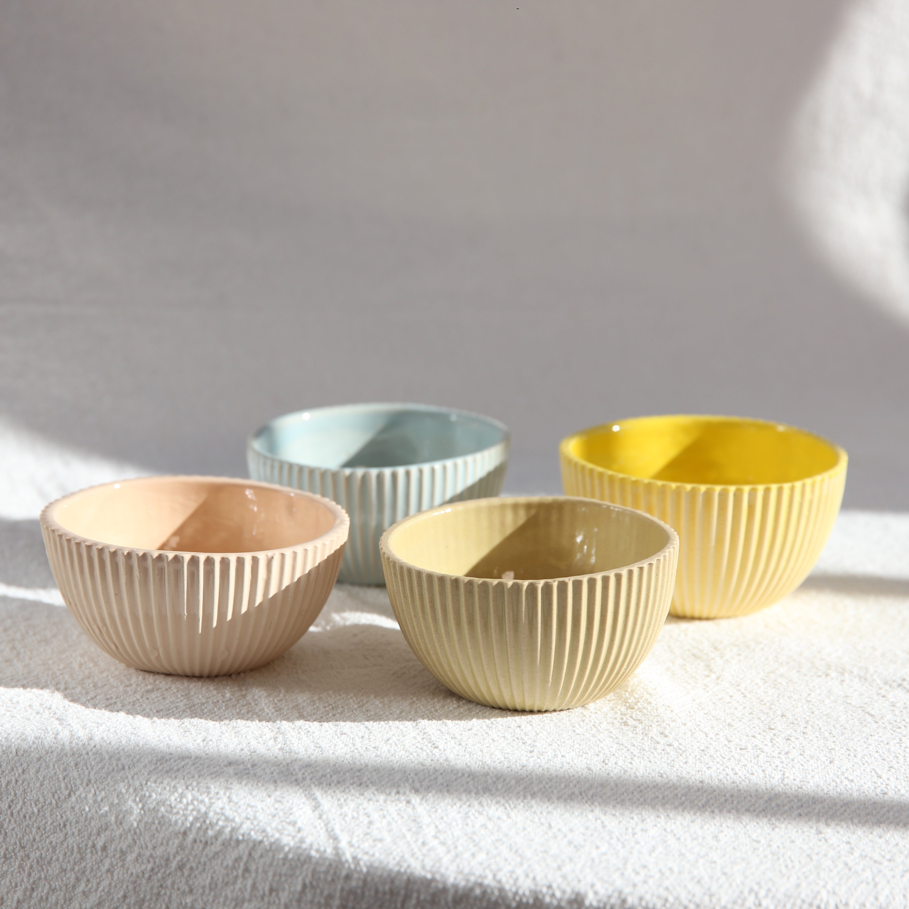 Rillenschale Pastel Grip in Blush Rosa handgefertigt